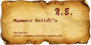 Nyemecz Belián névjegykártya